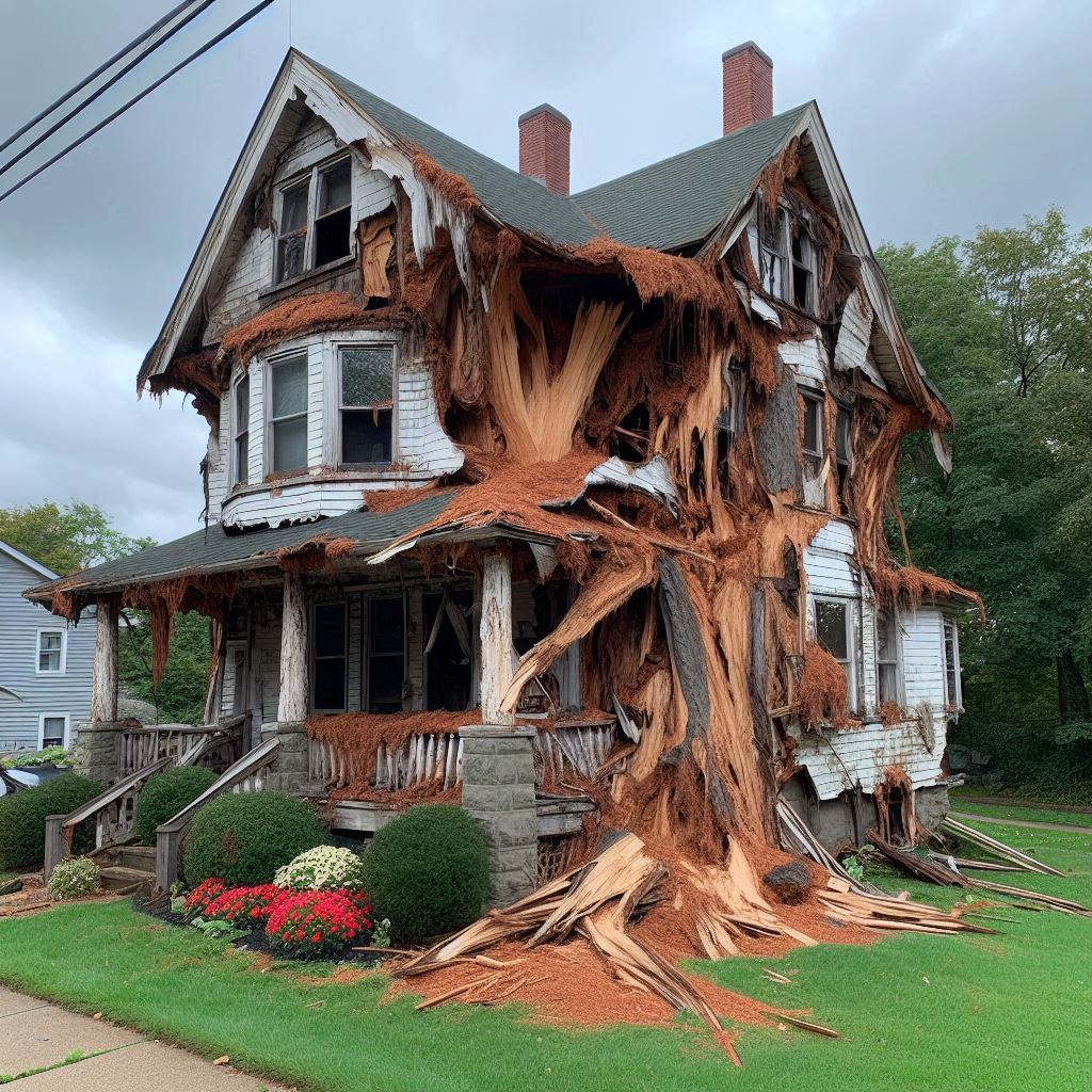 Blog Article - Tree with visible damage, including broken branches and signs of disease near an Glendale home